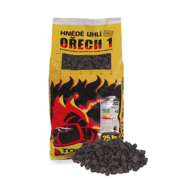 Hnědé pytlované dřevěné uhlí OŘECH 1